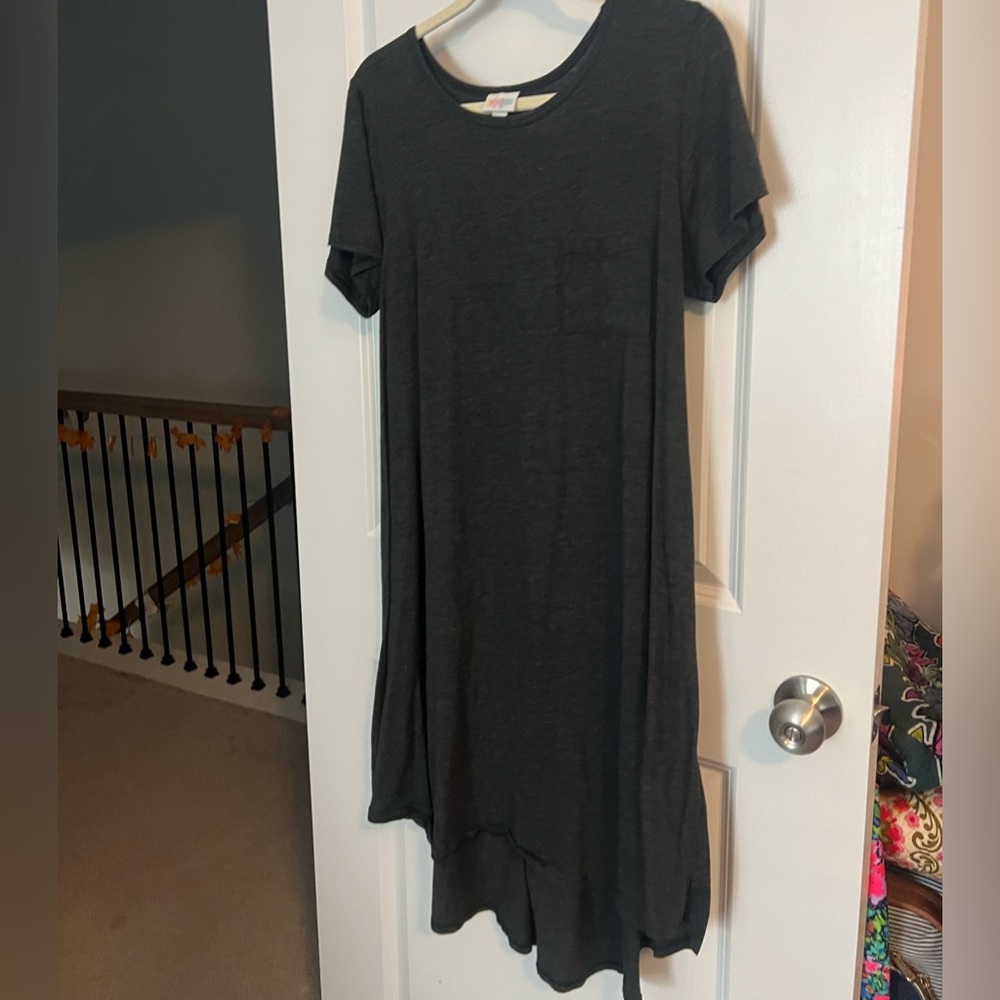 L Lularoe Carly black and neutral micro stripe